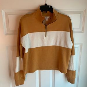 Orange Reto Cropped V-zip sweater